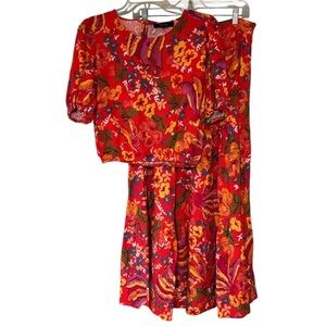 Rachel Roy Floral Skirt Set (2 pieces) Pink and Orange Sz Med